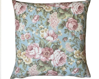 Floral Pillow Cover, Roses Pillow, Spring Pillow Cover, Double Sided, French Country Decor, Shabby Chic Cottage, Gift for Mom, Several Sizes