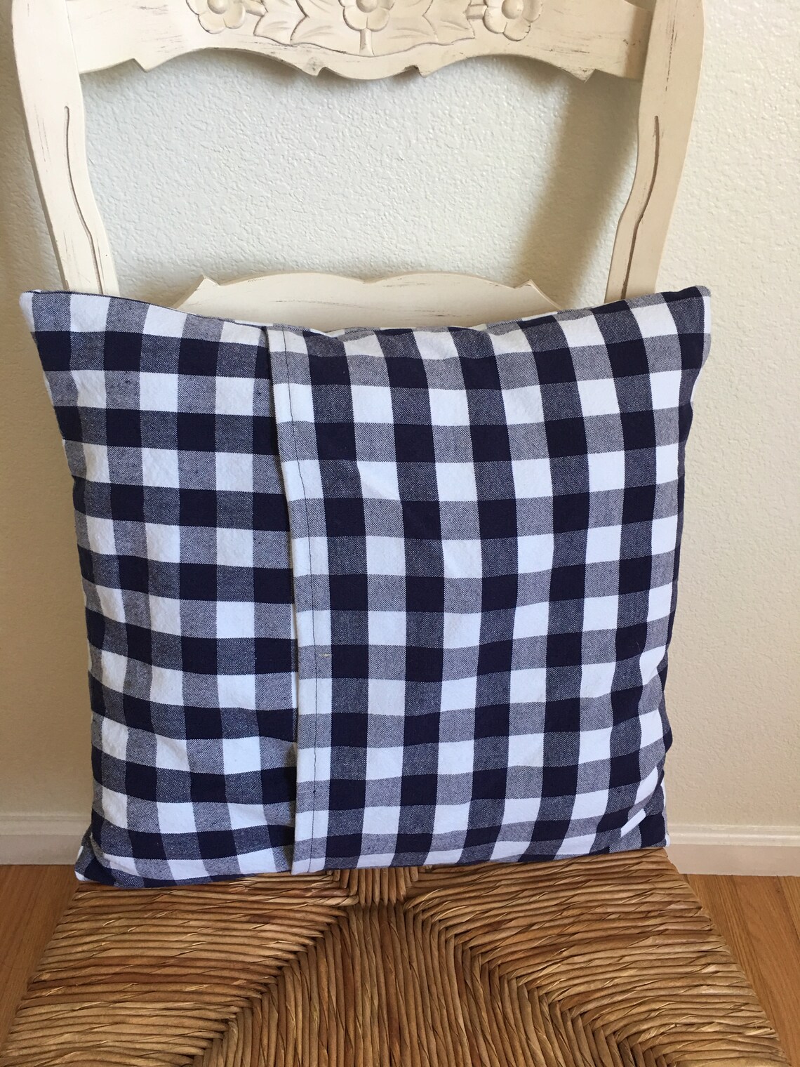 Navy Buffalo Plaid Throw Pillow Cover Farmhouse Blue Plaid Etsy