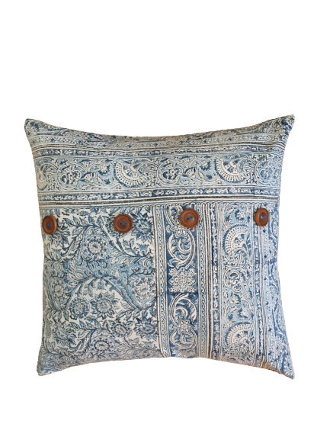 Floral Pillow Cover 18x18 Blue Cream Pillow Cover Home Etsy