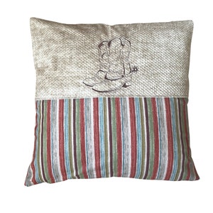 Western Pillow Cover, Embroidered Cowboy Boots, Cowboy Themed Decor, Gift for Cowboy, Western Throw Pillow, 16x16 Pillow, Western Decor,