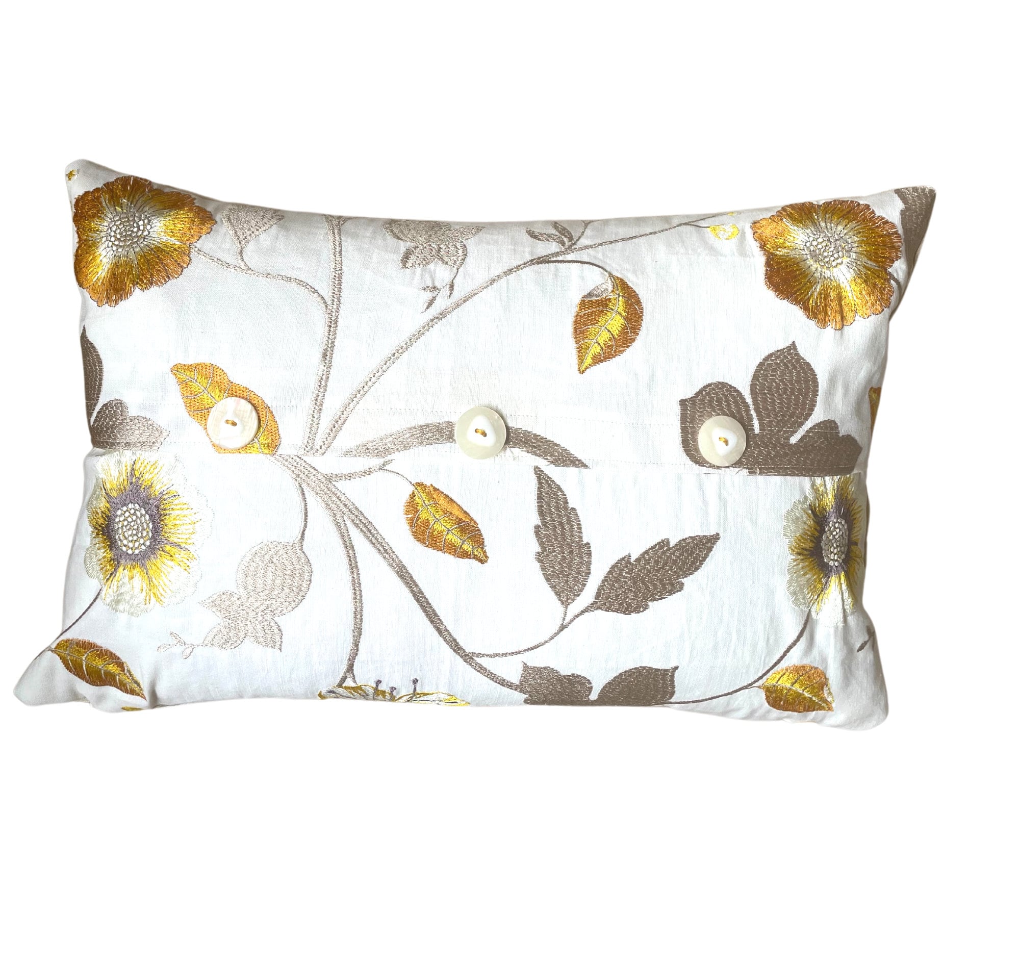 Embroidered Floral Pillow 14x20 Lumbar Pillow Neutral Pillow Etsy