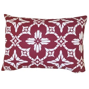 Sunbrella Lumbar Outdoor Pillow Cover, 14x19 Outdoor Pillow, Red Floral Sunbrella, Patio Pillow, Deck Pillow, Porch Lumbar Pillow,