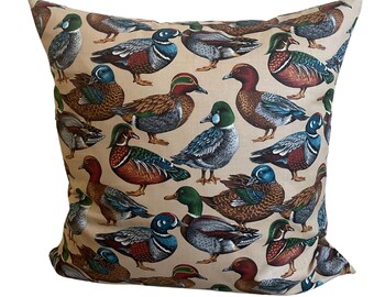 Duck Pillow, Muscovy Duck, Pillow Covers, Home Decor, Double Sided, Duck Owner, Beige Brown Green, Farm Couch Cushion, Country Life,