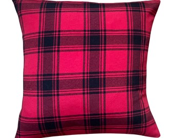 Red Black Plaid, Christmas Pillow Cover, Plaid Pillow, Home Decor, Accent Pillow, Farmhouse Plaid Pillow, Winter Decor, Checked PIllow,