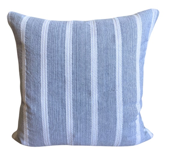 Coastal Stripe Pillow Covers, Blue Gray and White Pillow, Coastal Vibes, Coastal Decor Beach House, Textured Pillow, Double Sided, Spring