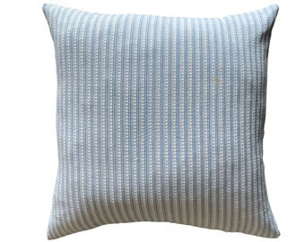 Blue White Striped Pillow Cover, Textured Pillow, Spring Pillow Cover 20x20, Farmhouse Decor, Shabby Chic Pillow, Lakehouse Decor, Accent