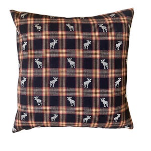 Moose Pillow, Cabin Pillows, 18x18 Pillow Cover, Double Sided, Plaid, Cabin Decor, Rustic Cabin Decor, Western Lodge, Log Cabin, Man Cave
