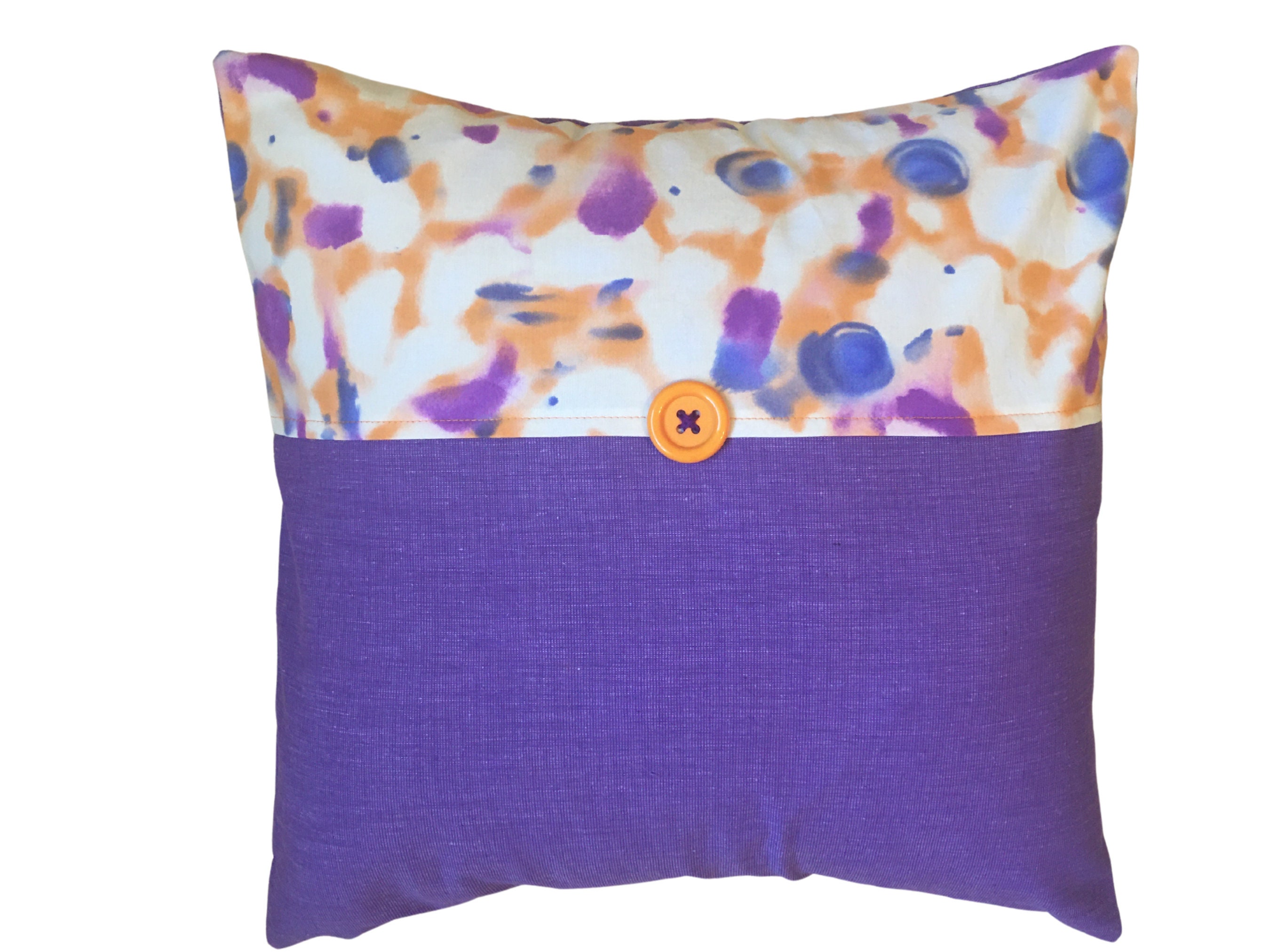 Orange and Purple Pillow Cover Watercolor Fabric Dorm Decor Etsy