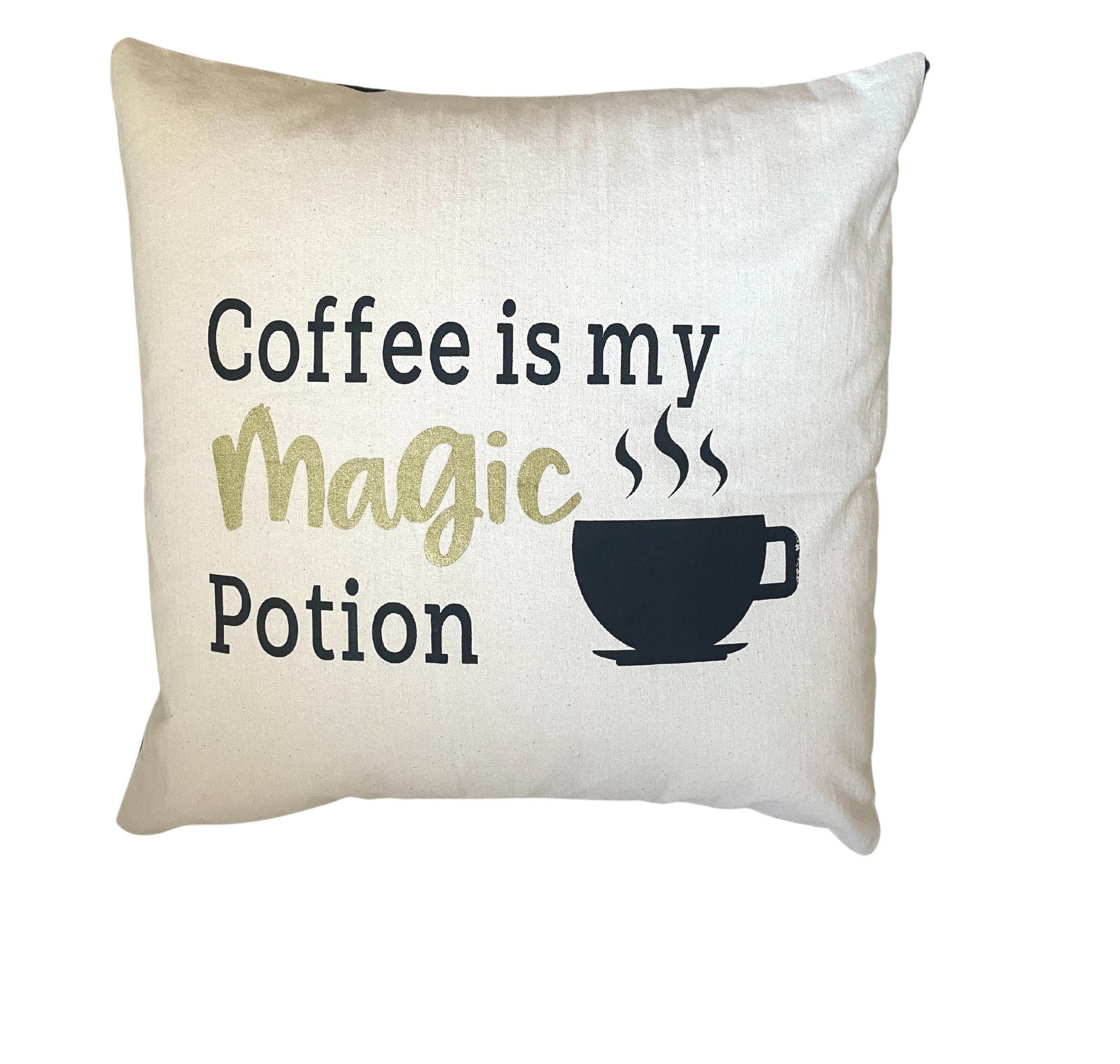 Gift for Coffee Lover Funny Fall Pillow Halloween Throw Pillow Caffeine Addict Magic Potion Funny Coffee Sayings Natural Color Pillow Etsy