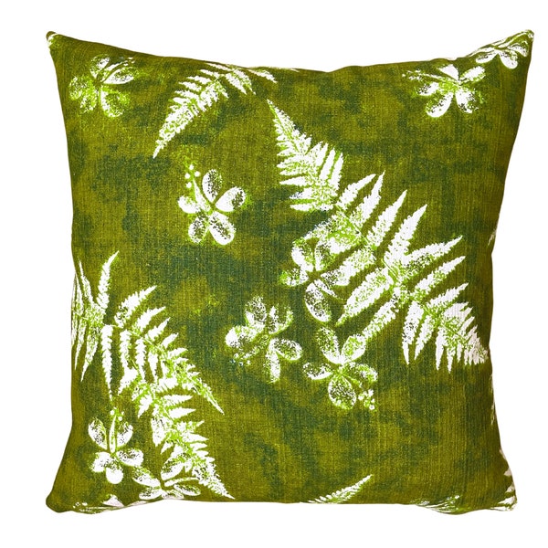 Fern Pillow Cover, Moss Green Pillow, Green and White, Nature Inspired Decor, Botanical Throw Pillow, Woodland, Fiddle Fern, Two Sizes,