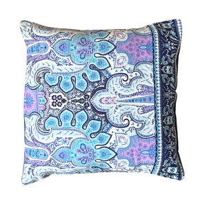 Blue Paisley Pillow Cover, Blue Purple Pillow, Housewarming Gift, Multicolored Pillow, Colorful Throw Pillow, Classic Pillow, Wedding Gift