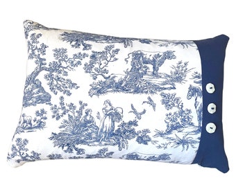Blue Toile Pillow Cover, French Country Decor, Spring Pillow, Blue Toile de Jouy, Lumbar Pillow, Home Decor, Accent Pillow,