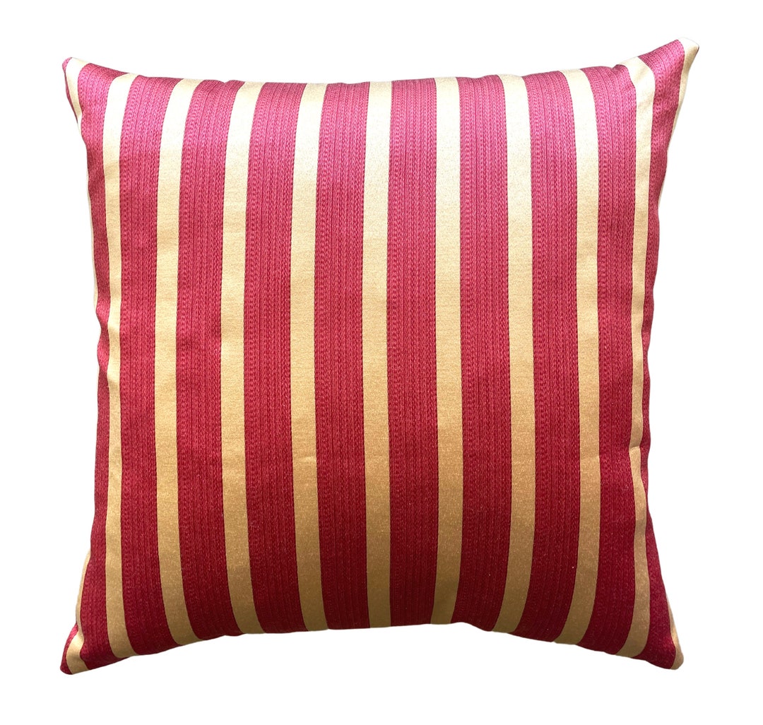 Striped Pillow Cover 20x20, Red Gold Pillow Cover, Elegant Pillow, Red Gold Christmas Theme