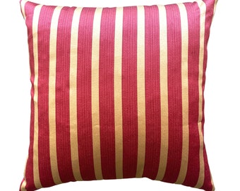 Striped Pillow Cover 20x20, Red Gold Pillow Cover, Elegant Pillow, Red Gold Christmas Theme, Decorative Pillow Cover, Accent Pillow,