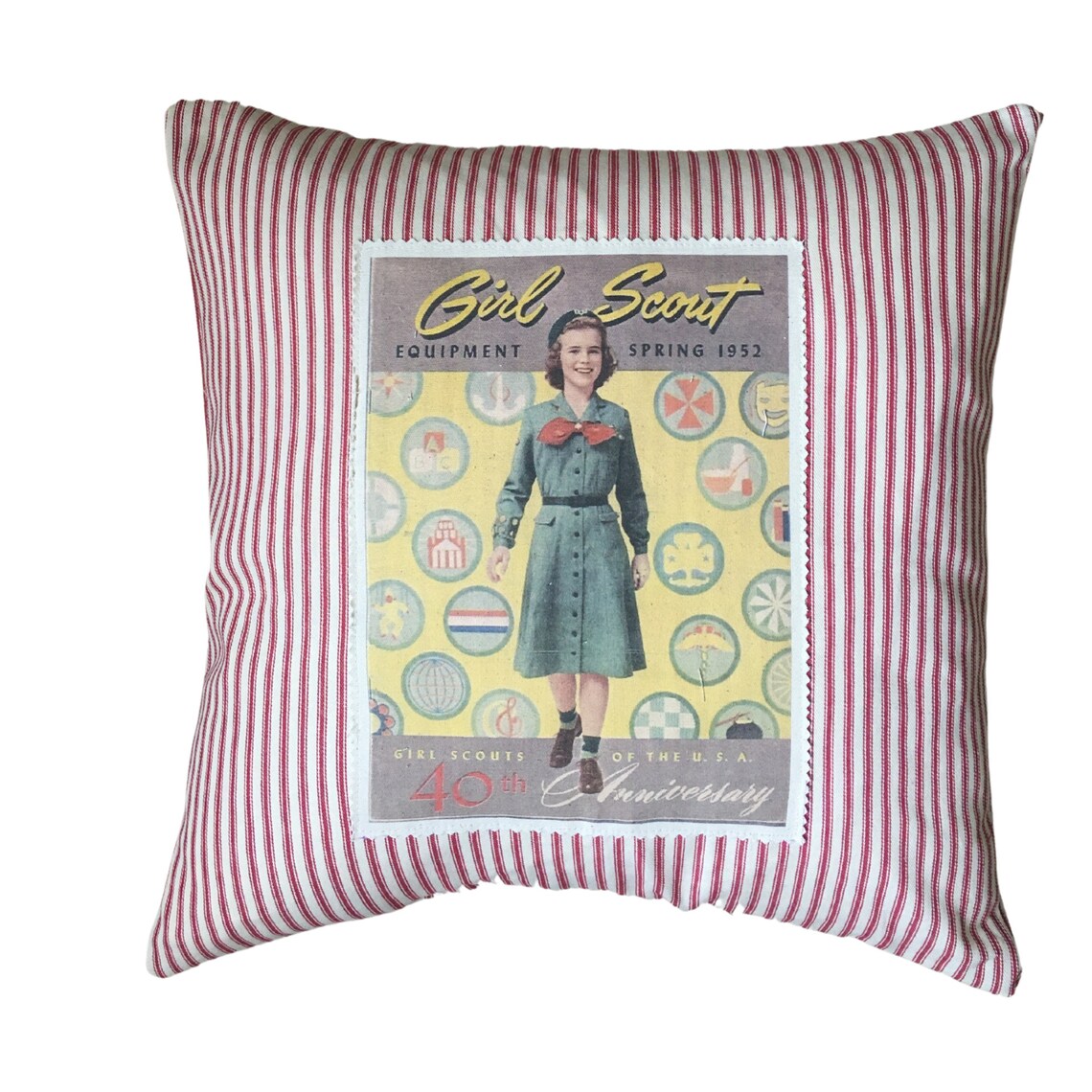 Girl Scout Pillow Vintage Americana Decor Girl Scout Gift Etsy