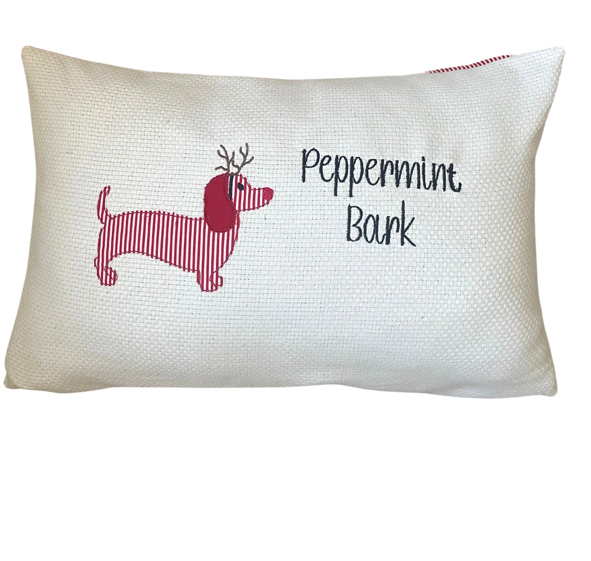 Funny Christmas Lumbar Pillow Cover, Peppermint Bark, Dog Lover Gift,  Appliqued Christmas Dog Pillow, Dauschunds Decor, Christmas Puns - Main Image