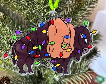 Christmas Buffalo Acrylic Tree Ornament