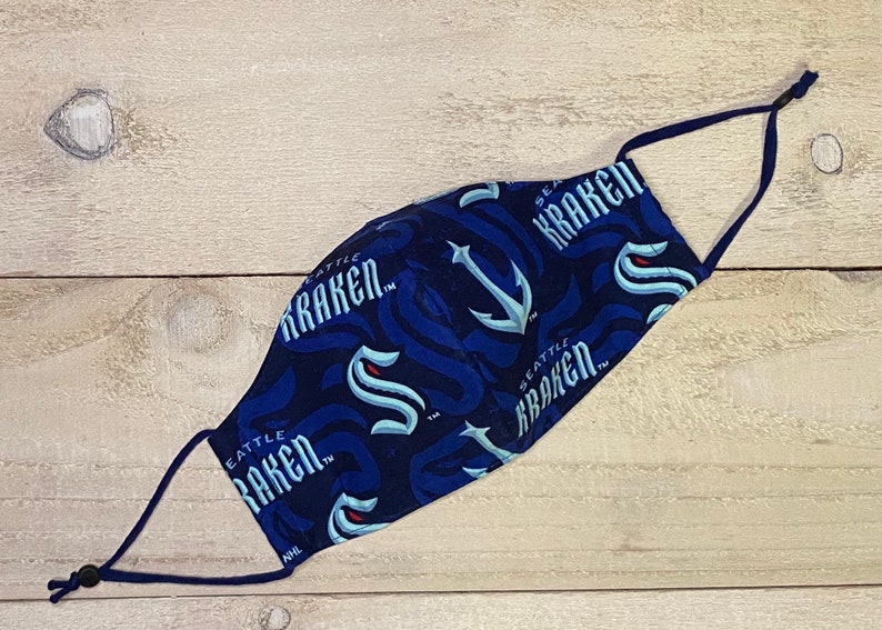 Seattle Kraken Mask Krakens Fitted or Pleated Mask 3 Etsy