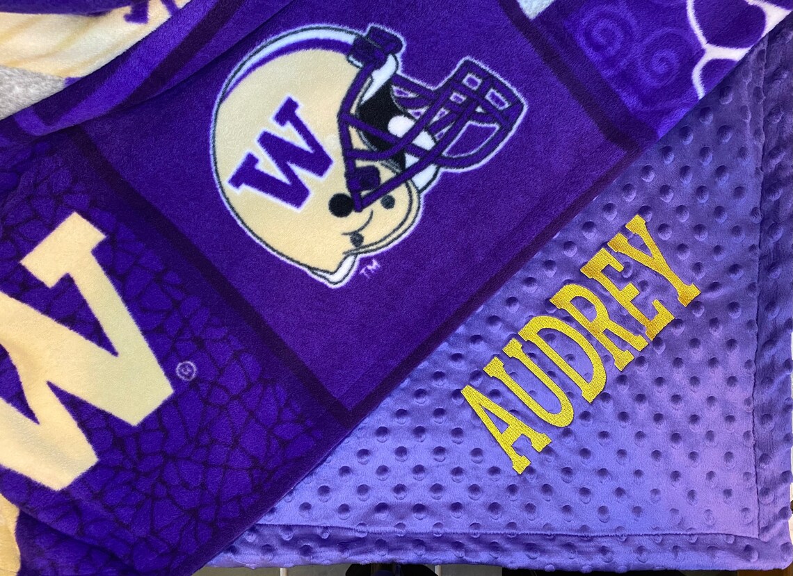 University of Washington Huskies Blanket Throw embroidered Etsy