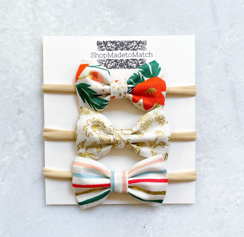 Baby Bow Headband Set | Rifle Paper Co Bow | Infant Headband Bow Baby Bow Headband Set | Rifle Paper Co Bow | Infant Headband Bow
