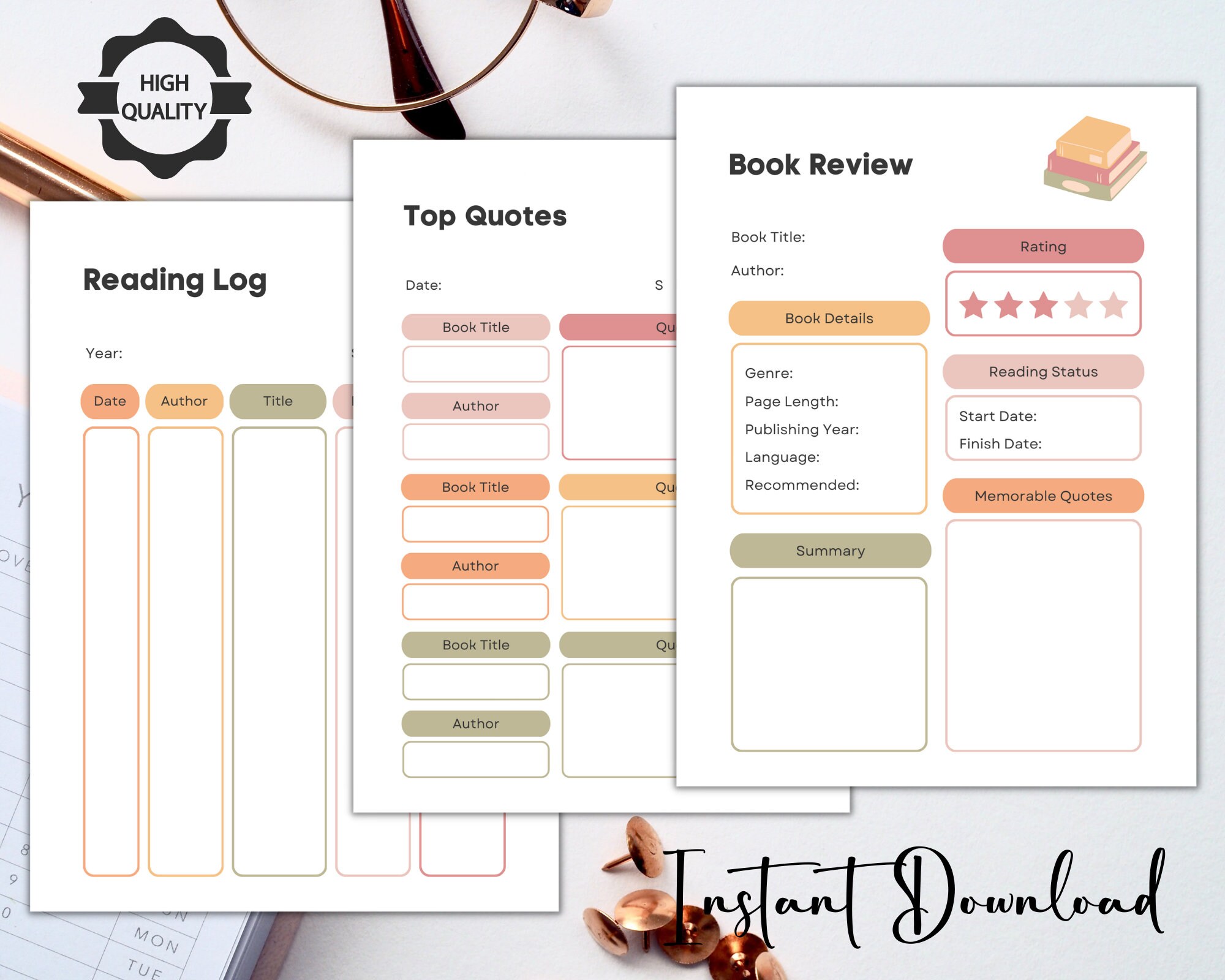Reading Planner Printable Printable Reading Journal Printable Book ...