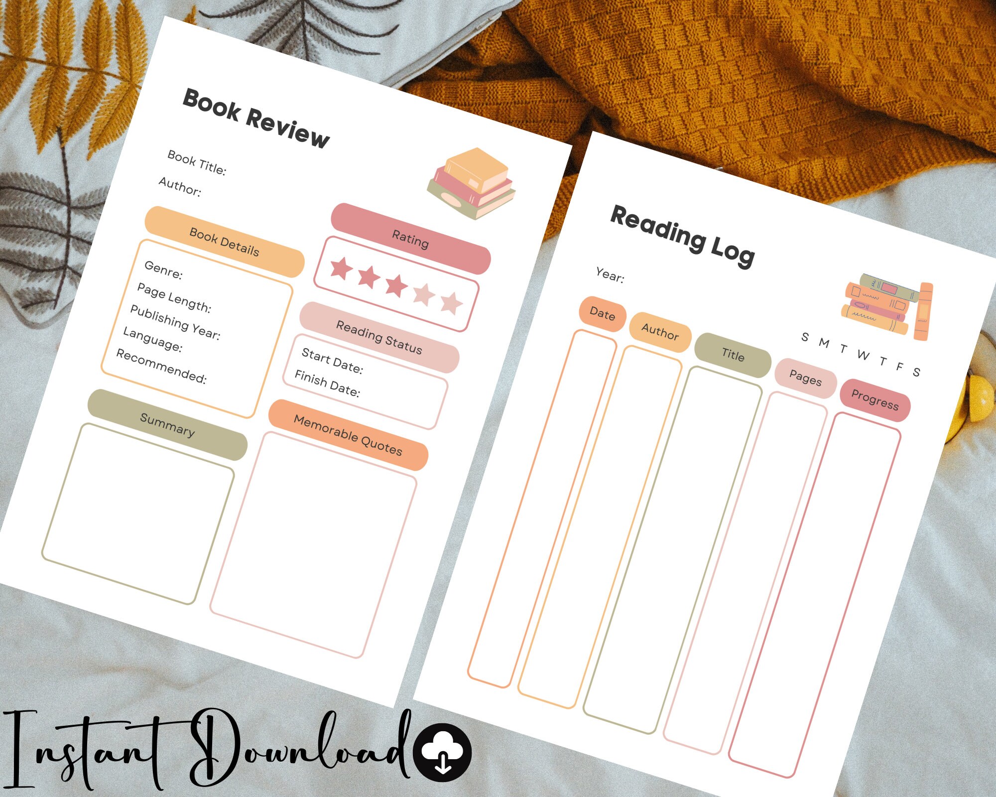 Reading Planner Printable Printable Reading Journal Printable Book ...