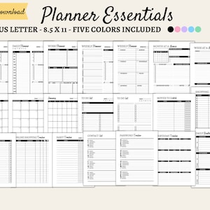 Planificador diario planificador semanal planificador mensual planificador imprimible elementos esenciales gran planificador feliz inserta conceptos básicos del planificador carpeta de vida imprimible pdf