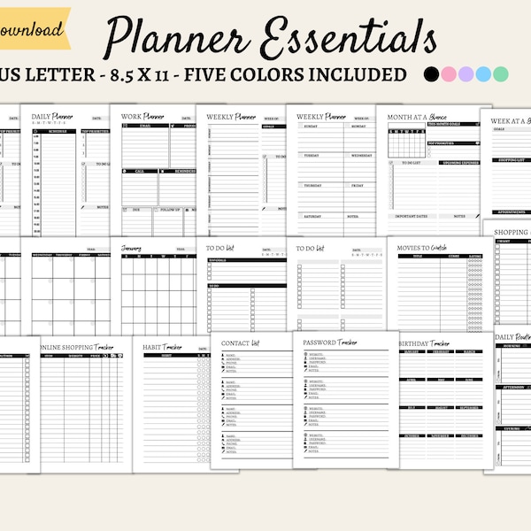 Daily planner weekly planner monthly planner printable planner essentials big happy planner inserts planner basics printable life binder pdf