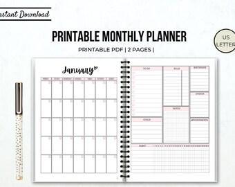 Happy Planner Monthly Printable | Etsy