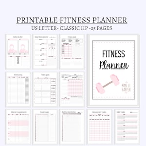 Fitness Planner Printable: Workout, Weight Loss, and Meal Tracker (Digital Download)