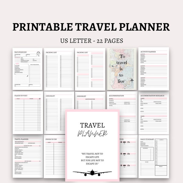 travel planner travel journal vacation planner trip itinerary planner happy planner insert printable holiday planner vacation organizer pdf