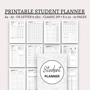 Student planner study planner printable academic planner college school planner A4 A5 big happy planner classic hp study organizer pdf