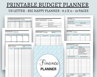 Budget planner finance planner monthly budget planner printable budget binder bill tracker big happy planner inserts instant download pdf