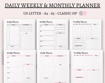 Daily planner weekly planner monthly planner printable big happy planner Classic HP A5 A4 inserts month at a glance instant download pdf