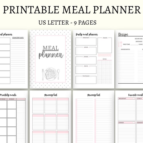 Meal Planner Printable Big Happy Planner Daily Meal Planner - Etsy