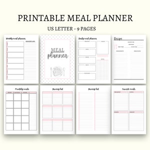 Menüplaner druckbare Einkaufsliste Menüplaner Rezeptplaner Food Journal Big Happy Planner pdf