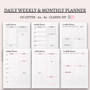 Daily planner weekly planner monthly planner printable big happy planner Classic HP A5 A4 inserts month at a glance instant download pdf