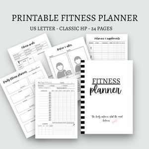 Fitness planner workout planner weight loss journal workout tracker printable big happy planner digital fitness planner instant download pdf