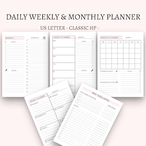 daily planner weekly planner monthly planner printable planner set daily inserts to do list big happy planner classic hp planner bundle  pdf