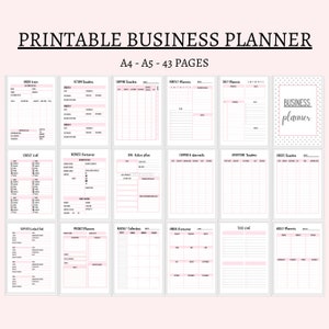 Business planner small business planner home business organizer printable pdf  A4 A5 planner printable business tracker inserts order form