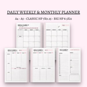 Daily weekly monthly planner printable classic HP digital big happy planner A4 A5 inserts kit planner essentials instant download pdf file