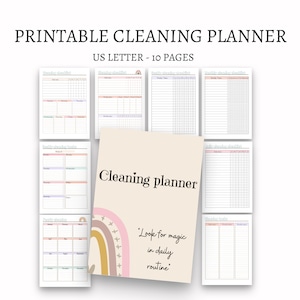 Cleaning planner printable daily weekly monthly cleaning checklist cleaning schedule happy planner instant download pdf file planner inserts