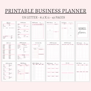 Business planner small business planner home business organizer printable pdf us letter 8.5x11 big happy planner printable business inserts