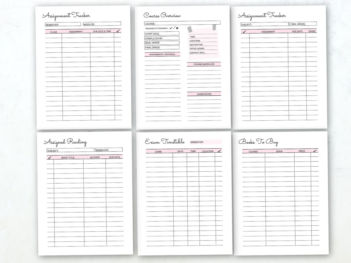 Student Planner Study Planner Printable Academic Planner Etsy Australia