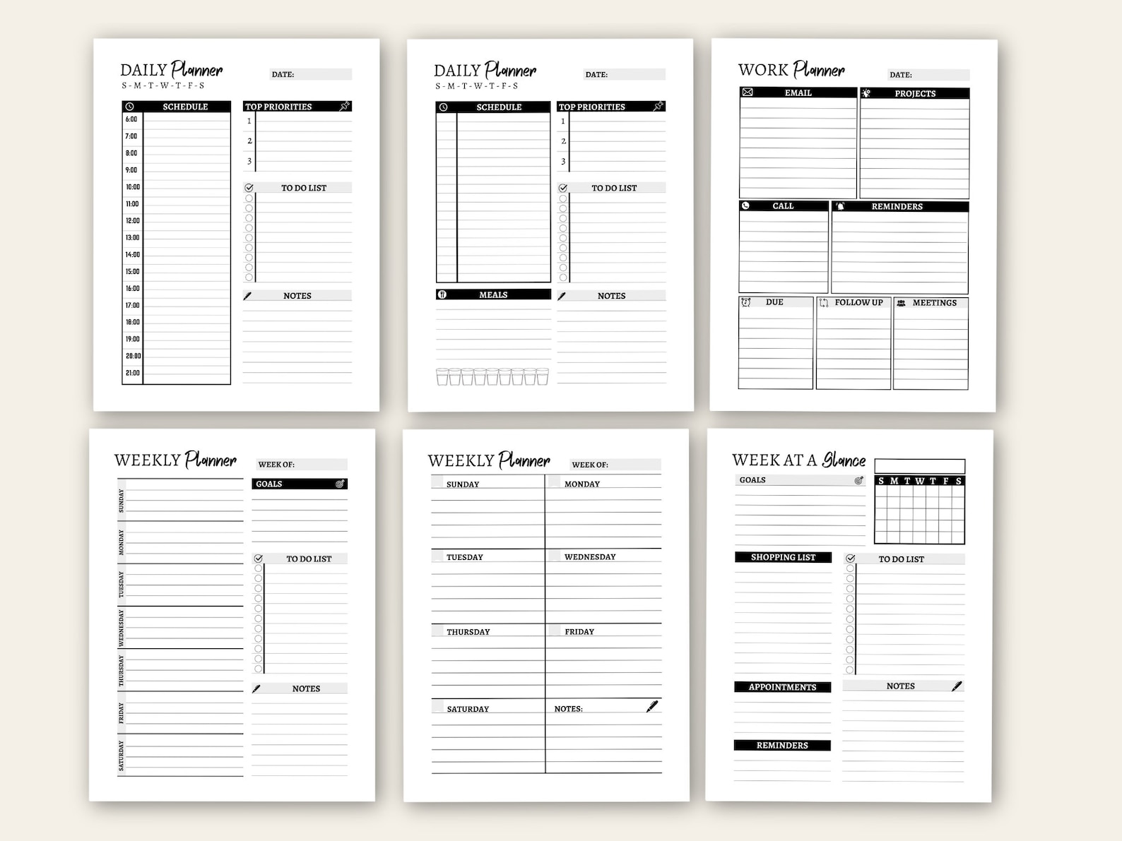 Planner Essentials: Daily, Weekly, Monthly Printable (US Letter ...