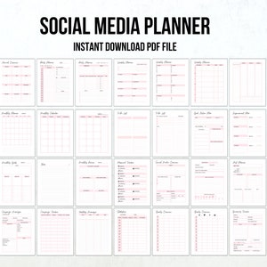 Social media planner printable Facebook tracker Instagram planner followers tracker YouTube planner big happy planner content planner  pdf