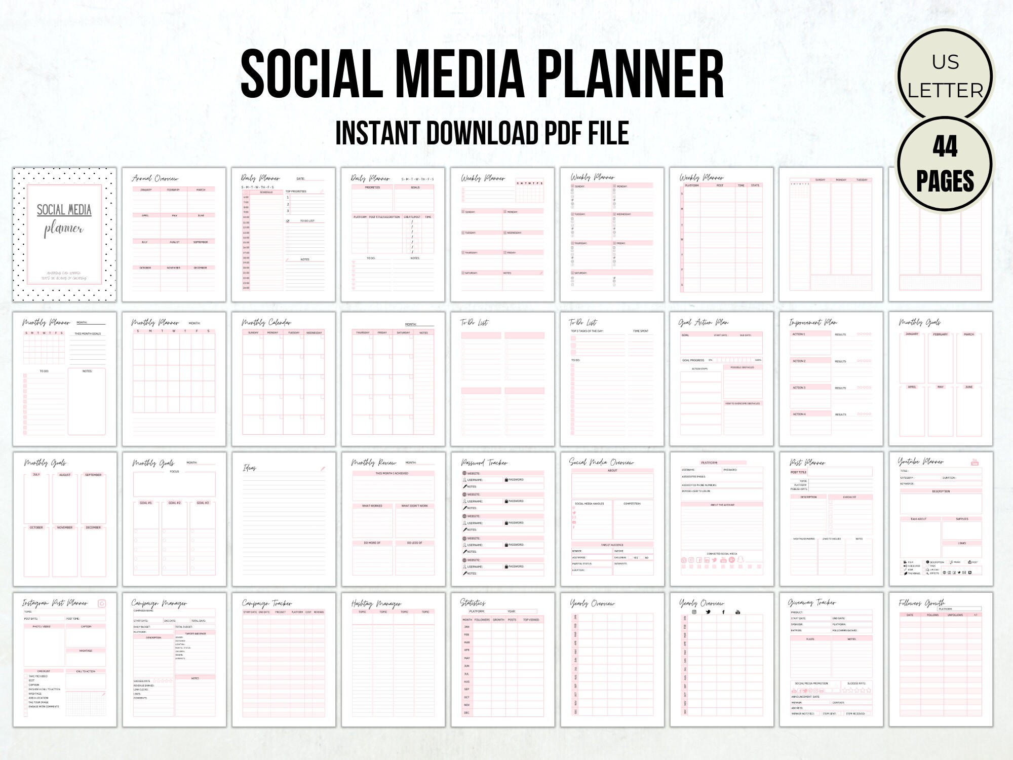 Social Media Planner Printable Facebook Tracker Instagram Etsy Nederland