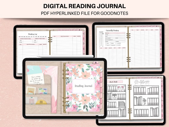 Digital Reading Journal: Hyperlinked Book Review Planner (GoodNotes, Notability)