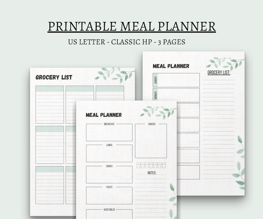 Meal Planner Printable Big Happy Planner Daily Meal Planner Weekly Meal ...