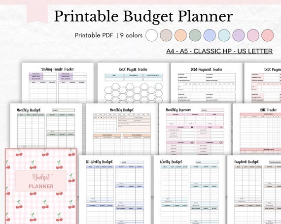 Printable Budget Planner: Monthly Finance, Savings & Debt Tracker (PDF)